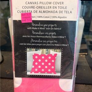Pink and White Polka Dot Canvas Pillow Cover